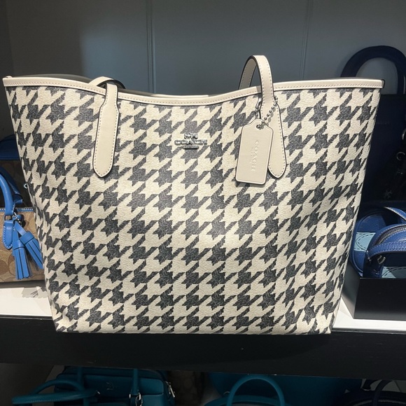 Coach City Tote With Houndstooth Print | Brixton Baker NWT Coach Outlet City Tote With Houndstooth Print